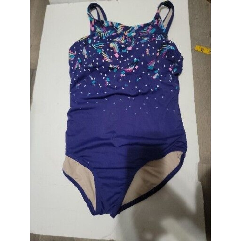 Swimsuits For All Swim Dress Women 24 Blue Pink Purple Floral Pad Adj Modest